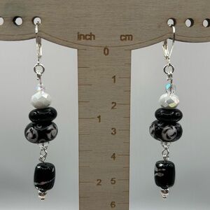 Art Glass & Crystal Beaded Dangle Earrings